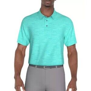 PGA TOUR Men's Short Sleeve Airflux Jaspe Stretch Golf Polo Shirt Med Blue XL